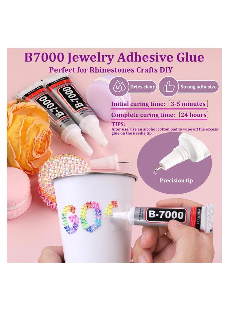 DAILYCHIC 24000Pcs Rhinestones Bedazzling Kit for Crafts with B7000 Jewelry Glue, Rhinestones with Gems Adhesive for Shoes Cloth Fabric for Crafting Diamond Nail Art Graduation Cap Decorations - Image 5